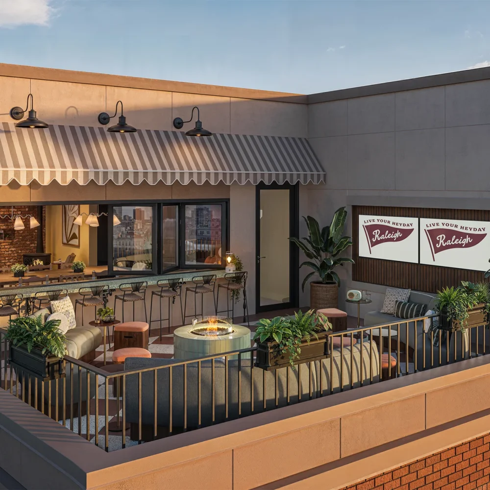 Rooftop deck at Heyday Raleigh