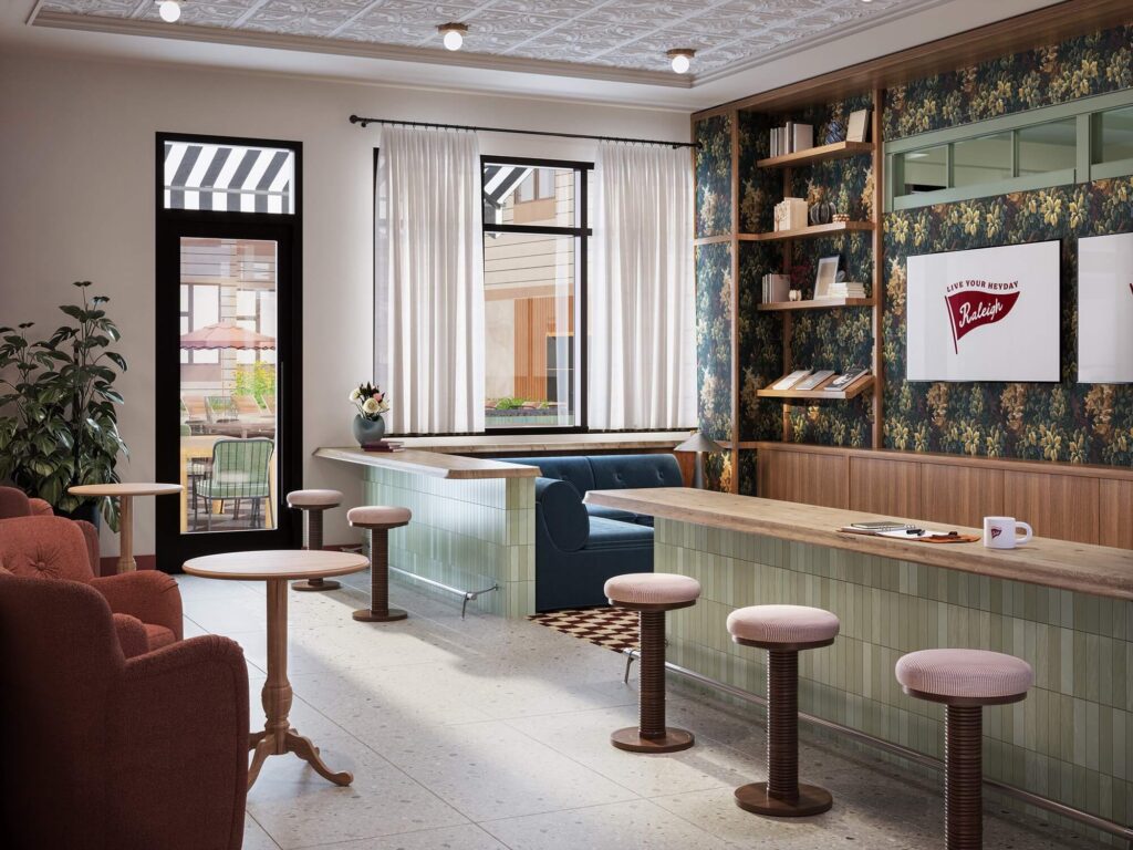 Cozy clubroom at Heyday Raleigh
