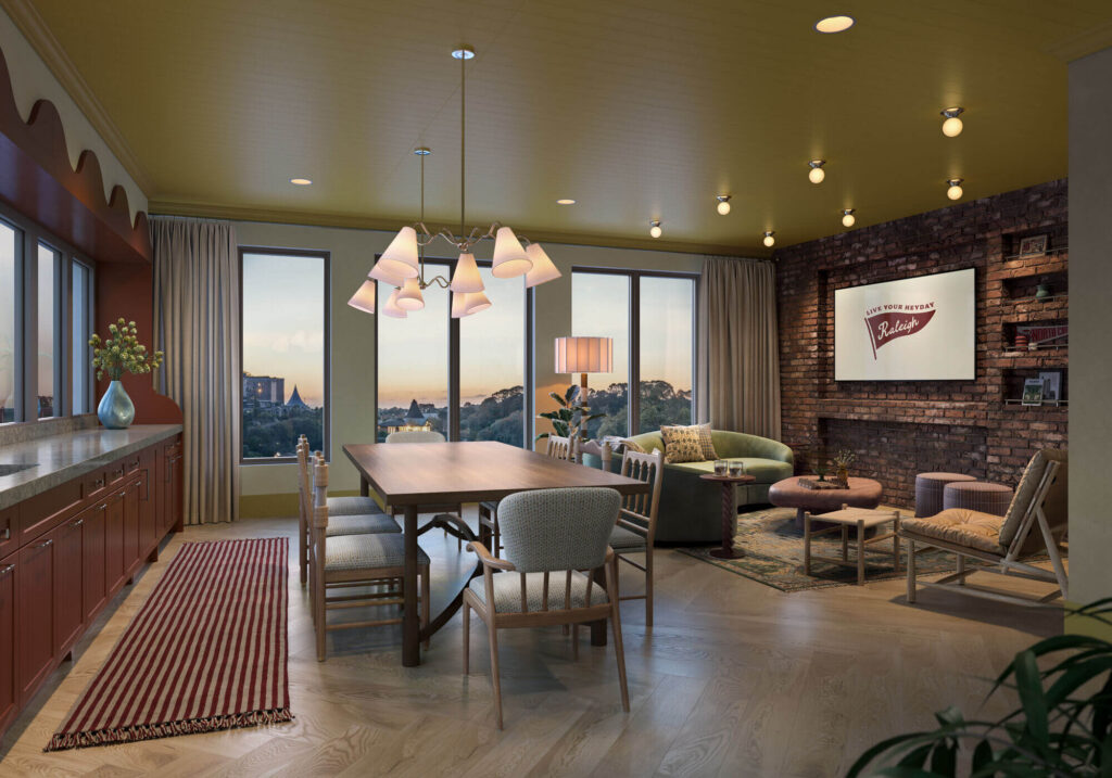 Fifth floor lounge with community kitchen and flatscreen TV