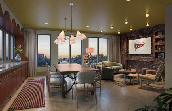 Fifth floor lounge with community kitchen and flatscreen TV