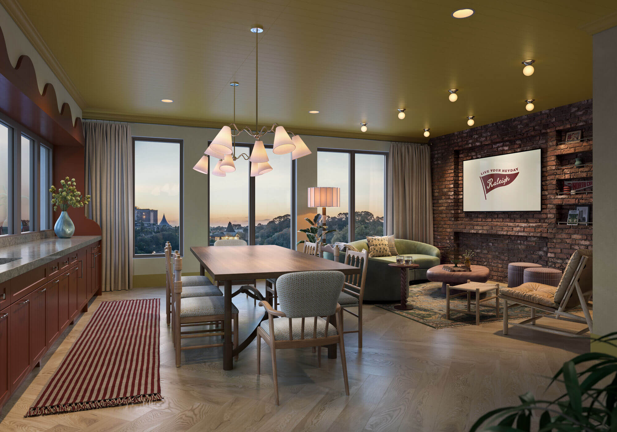 Fifth floor lounge with community kitchen and flatscreen TV
