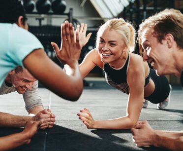 group high five plank fitness training
